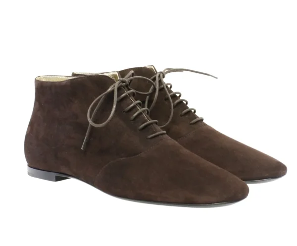 New Ines de la Fressange Paris Richelieu in brown suede leather