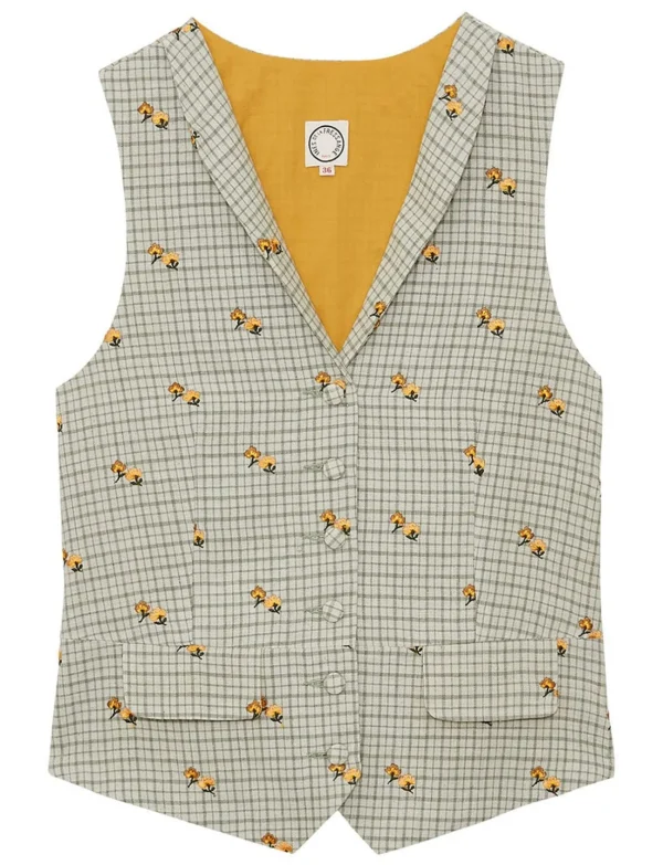 Best Ines de la Fressange Paris Robinson green print vest