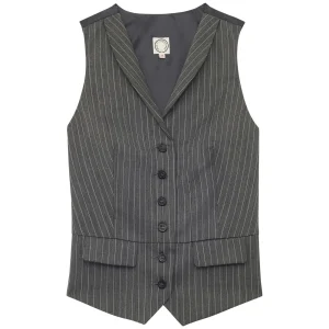 Discount Ines de la Fressange Paris Robinson grey vest with white stripes