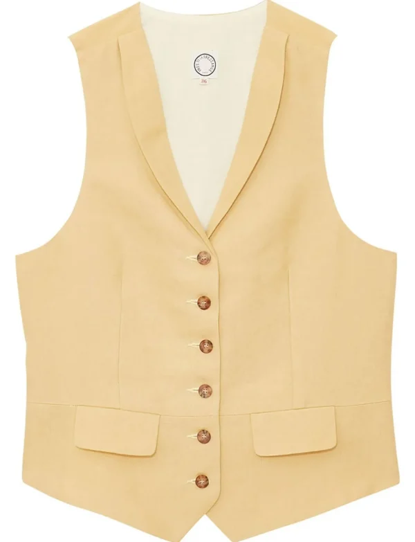 Best Ines de la Fressange Paris Robinson vest in lemon linen