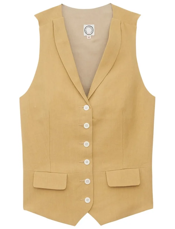 Store Ines de la Fressange Paris Robinson vest in natural yellow linen