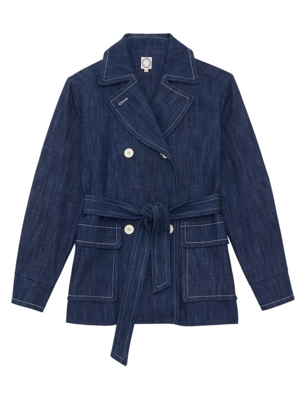 Fashion Ines de la Fressange Paris Romaric blue denim coat