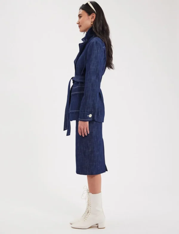 Fashion Ines de la Fressange Paris Romaric blue denim coat