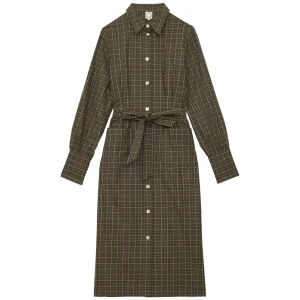 Fashion Ines de la Fressange Paris Rosabella khaki cotton check dress