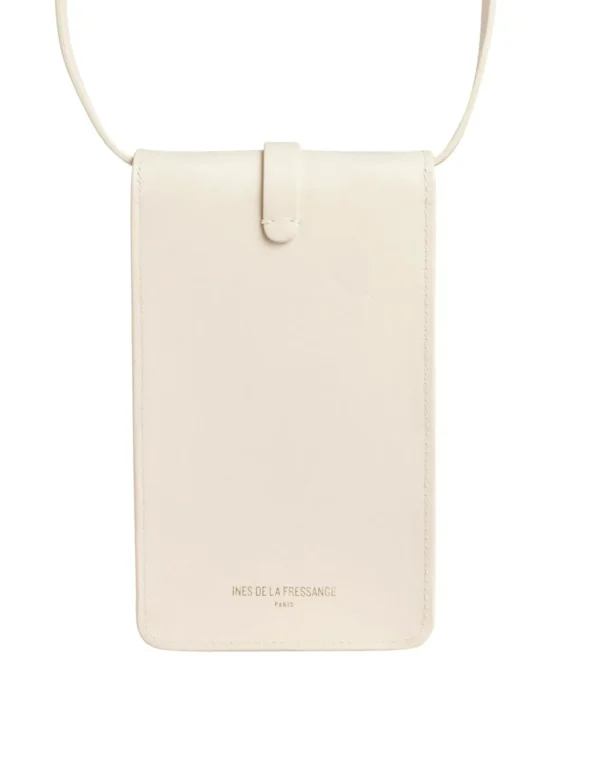 Discount Ines de la Fressange Paris Smartphone Bag Léonore leather sand