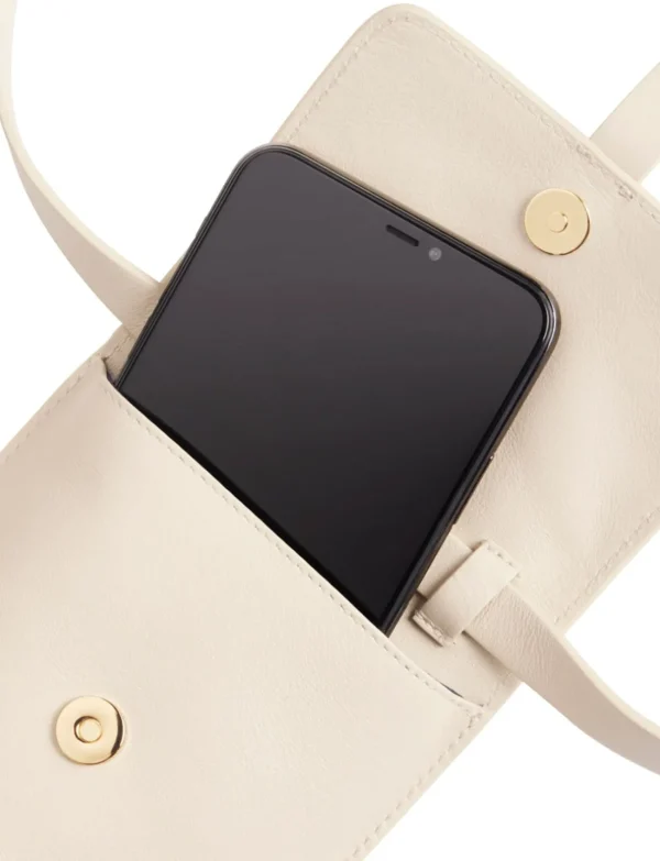 Discount Ines de la Fressange Paris Smartphone Bag Léonore leather sand