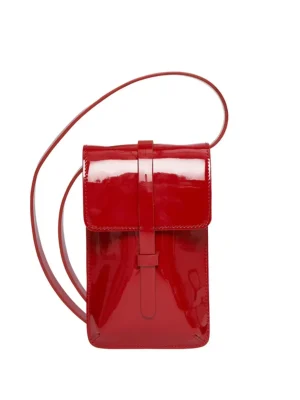 Discount Ines de la Fressange Paris Smartphone Bag Léonore red glacé leather