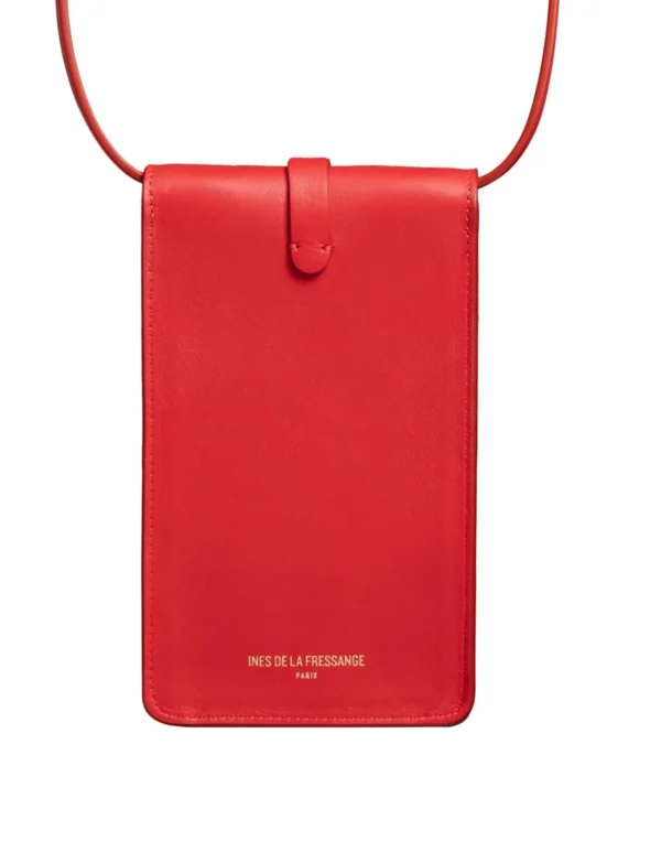 Discount Ines de la Fressange Paris Smartphone Bag Léonore red leather