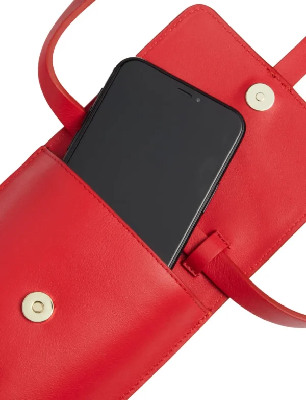 Discount Ines de la Fressange Paris Smartphone Bag Léonore red leather