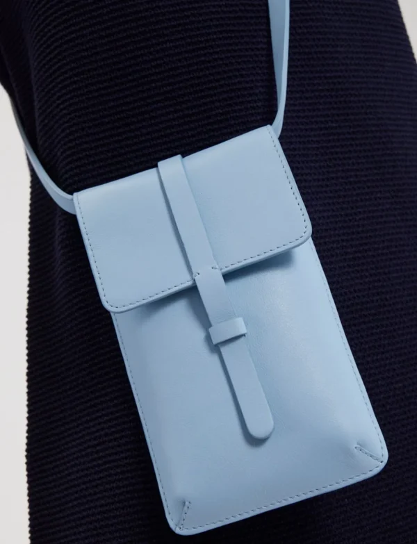 Discount Ines de la Fressange Paris Smartphone Bag Léonore sky blue leather