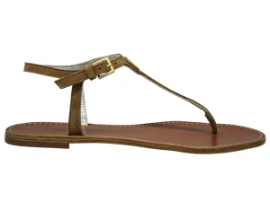 Flash Sale Ines de la Fressange Paris Tobacco leather flat sandals