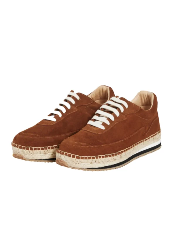 New Ines de la Fressange Paris Tracy brown suede espadrilles-sneakers