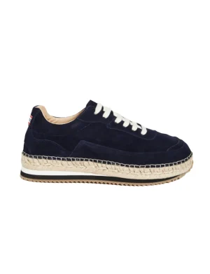 Shop Ines de la Fressange Paris Tracy navy blue espadrille sneakers