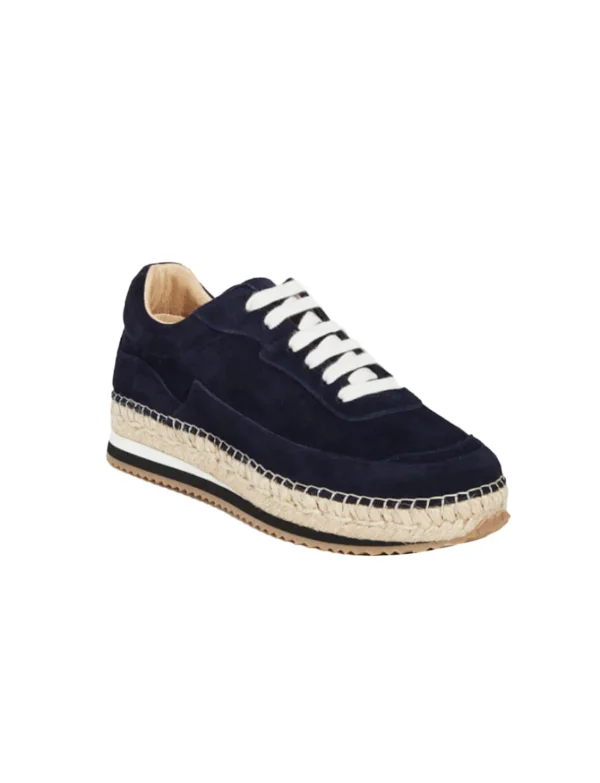 Shop Ines de la Fressange Paris Tracy navy blue espadrille sneakers