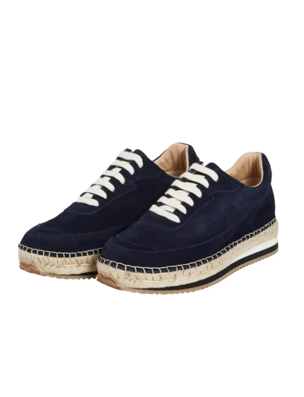 Shop Ines de la Fressange Paris Tracy navy blue espadrille sneakers