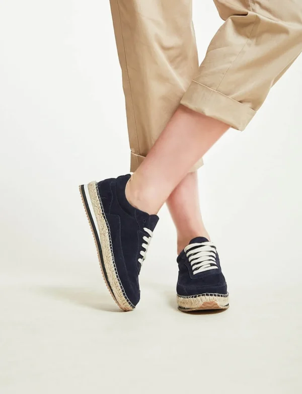 Shop Ines de la Fressange Paris Tracy navy blue espadrille sneakers