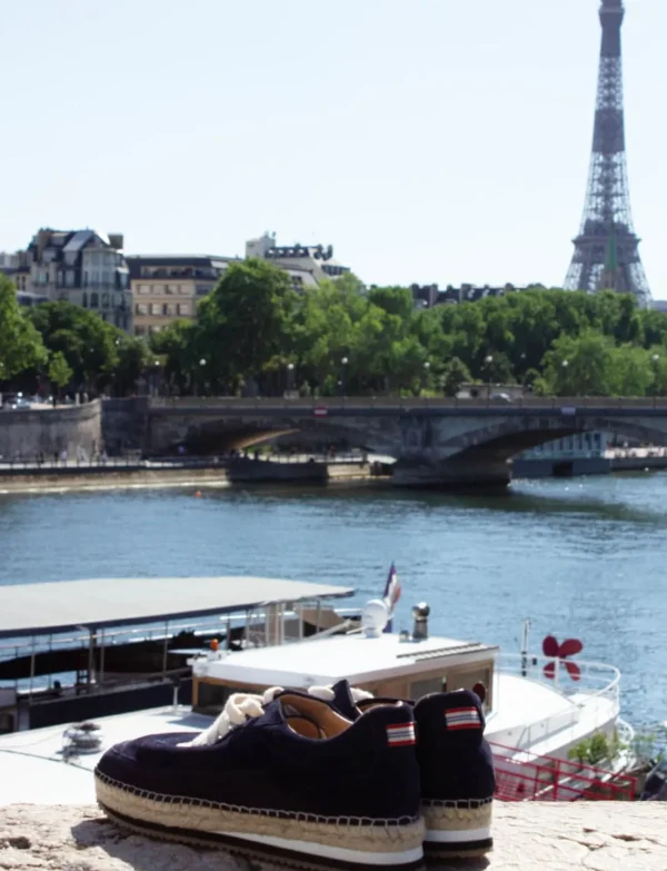 Shop Ines de la Fressange Paris Tracy navy blue espadrille sneakers