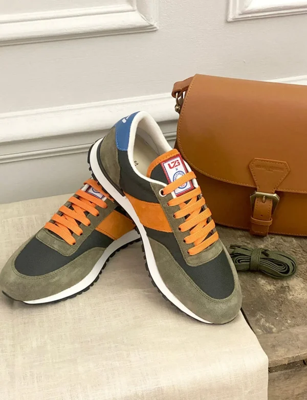 Cheap Ines de la Fressange Paris 77" Unisex Sneakers khaki/orange/blue UZS x Ines