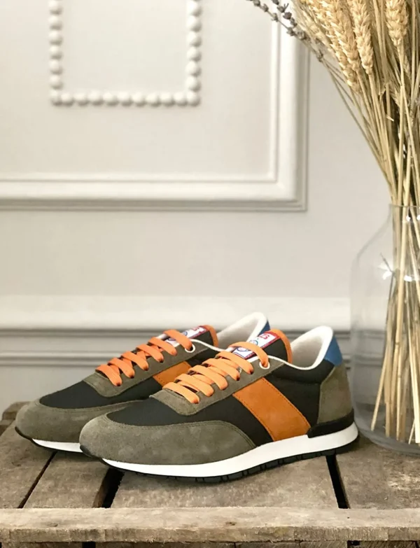 Cheap Ines de la Fressange Paris 77" Unisex Sneakers khaki/orange/blue UZS x Ines