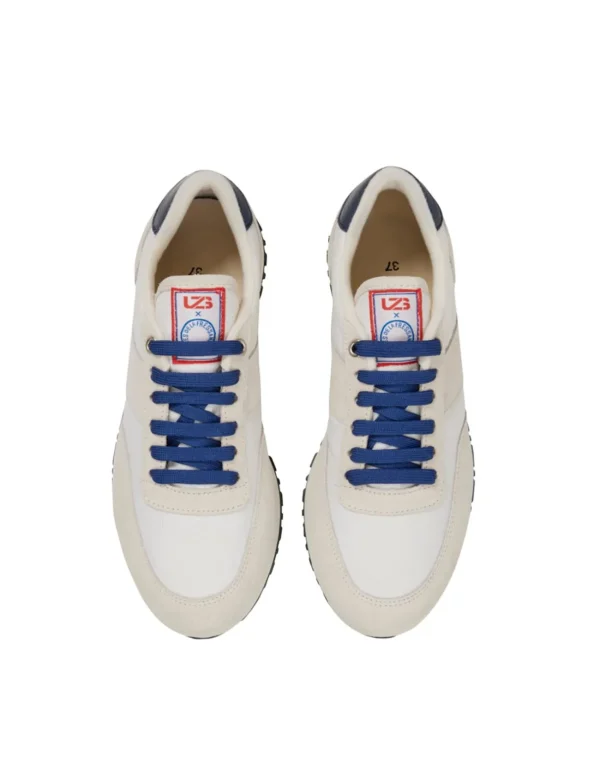 Shop Ines de la Fressange Paris 77" UZS x Ines de la Fressange Unisex white/beige/blue sneakers