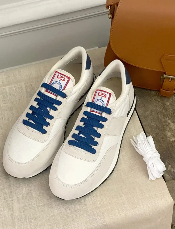 Shop Ines de la Fressange Paris 77" UZS x Ines de la Fressange Unisex white/beige/blue sneakers