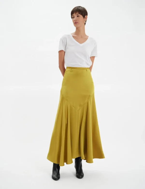 Discount Ines de la Fressange Paris Velvette mustard skirt