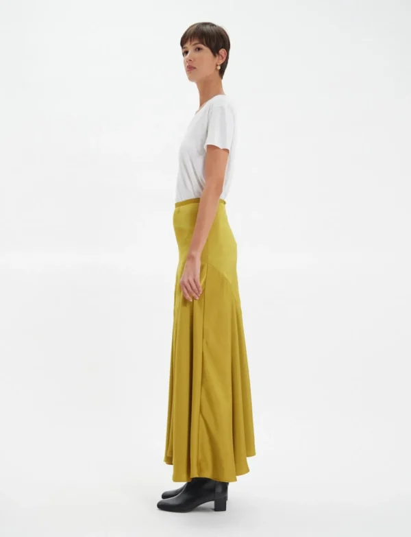 Discount Ines de la Fressange Paris Velvette mustard skirt