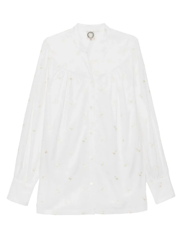 Best Ines de la Fressange Paris White embroidered Ornella blouse