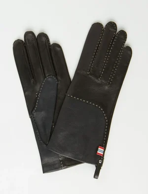 Discount Ines de la Fressange Paris Yael black leather gloves